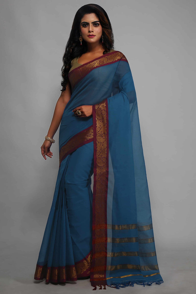 Blue Narayanpet Cotton Saree