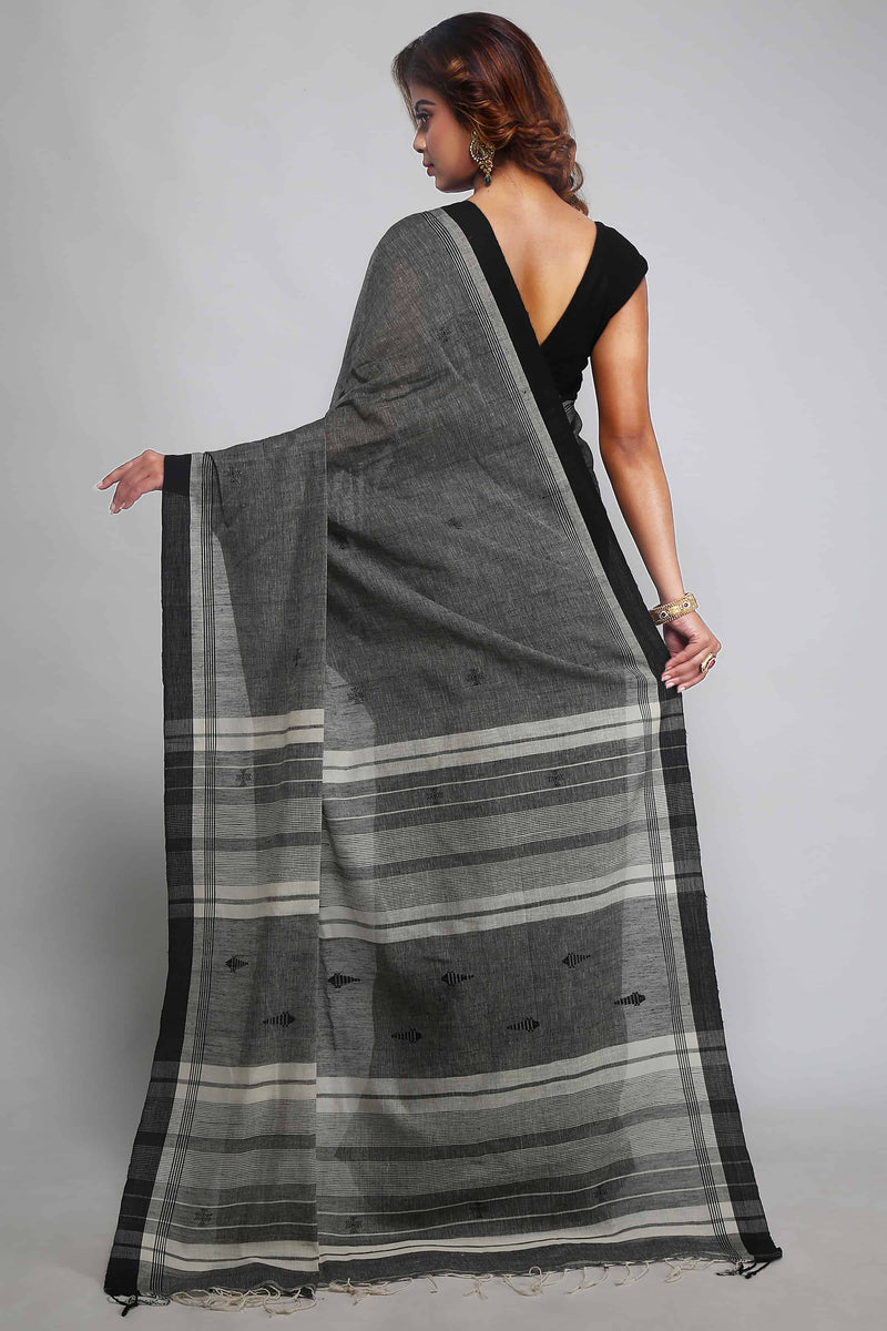 Grey Bengal Handloom Cotton Saree